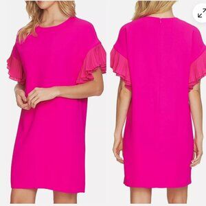 CeCe Tiered Pleated Crepe Shift